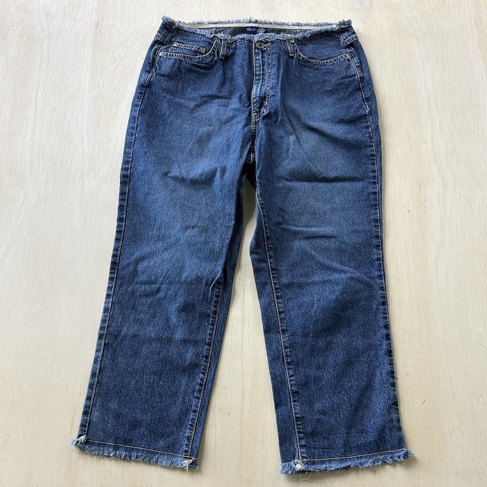 Vintage Venezia Jeans Womens 14 Medium Wash Blue Relaxed Straight Raw Hem Denim